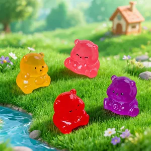 Petites figurines d'ours en résine bonbon lumineuses pour tableau de bord et déco
