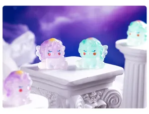Luminous dream unicorn resin figurine, cute miniature micro landscape DIY desktop decor.