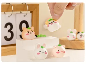 Cute resin animal figurine detail view for micro landscape and desktop car decoration accessories.
