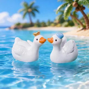 Adorabili mini statuette di anatra bianca in resina per decorazione casa e giardino