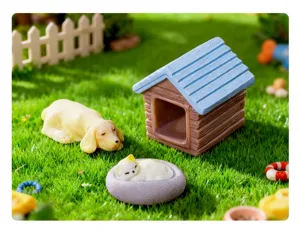 Ensemble miniature en résine de niche et d'animaux pour décoration de micro-paysage DIY.