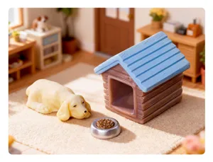 Figurine en résine de chien miniature micro paysage décoration de bureau ensemble