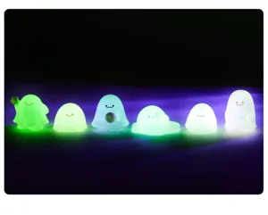 Luminous cute cartoon ghost figurines glowing miniature resin desktop ornament DIY decor set