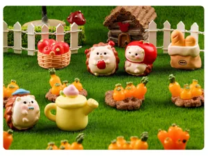 Set di miniature di ricci ornamenti carini in resina per decorazione tavola dettagli