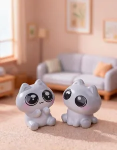 Cute cartoon gray cat miniature figurines dollhouse landscaping home desktop decoration ornament