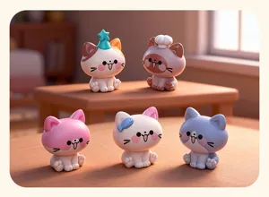 Set di statuette di gatto gattino PVC miniature soprammobili da scrivania per la casa