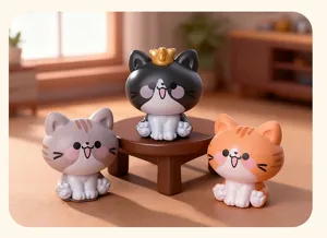 Set di figurine di gatti in PVC per decorazione domestica e ornamenti da scrivania.