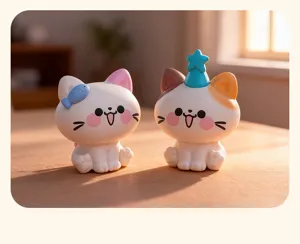 Set di statuette miniatura gatto cartone PVC per scrivania giardino auto dettagli.