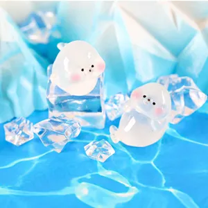 Figurines en resine d'ours polaire lumineuses pour decoration de micro paysage et art.