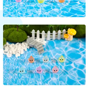 Mini figurine di gocce d'acqua luminose in resina accessori per micro paesaggio set