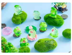 Set di statuette di rane in resina in miniatura decorazione da scrivania micro paesaggio