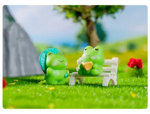 Set di figurine di rane carine in miniatura per decorazioni da giardino fai da te e ornamenti.