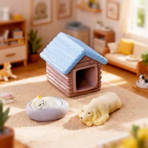 Ensemble de figurines miniatures de niche pour animaux en résine pour déco de bureau et micro-paysage