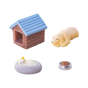 Mini ensemble de figurines de maison pour chien en résine pour décoration de jardin bureau