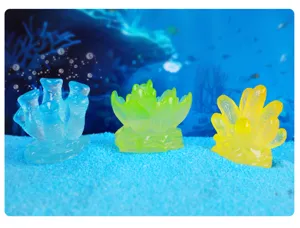 Mini luminous resin coral decorations for fish tanks, colorful miniature DIY aquarium props.