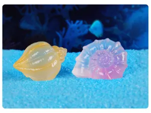 Close-up detail of miniature translucent shell ornaments for aquarium and DIY micro landscape