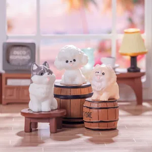 Cute miniature dog resin figurines set, perfect for DIY micro landscape dollhouse decoration.