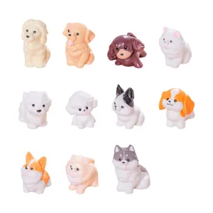 Cute simulation puppy dog resin figurines set for micro landscape DIY decorative accessories.