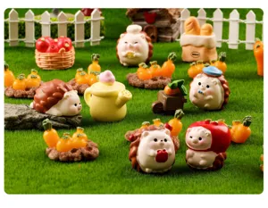 Mini simpatici ricci in resina statuine muschio paesaggio giardino decorazione accessori.