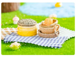 Ensemble d'ornements en résine de panier tissé miniature pour micro paysage bricolage décor.