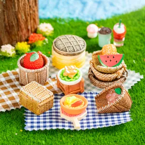 Résine Simulation Panier Tissé en Bambou et Rotin Micro Paysage Jardinage Créatif DIY Décoration Mini Ornements