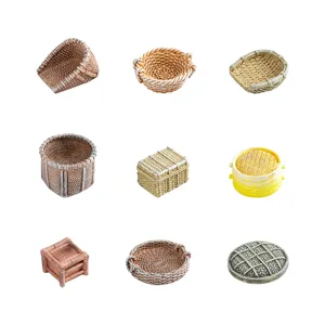Miniature panier tissé en bambou boîtes rotin micro paysage DIY décoration jardin.