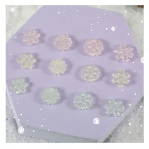 Vista dettagliata di decorazioni in resina fiocco di neve luminoso fai da te micro paesaggio.