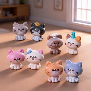 Simpatico Gatto dei Cartoni Animati Statuina Set Micro Paesaggio Miniatura Auto Scrivania Decorazione della Casa Ornamenti Modello Animale Giocattolo