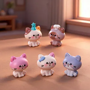 Set di statuine di gatti in PVC per decorazioni domestiche, mini ornamenti da scrivania e paesaggio.