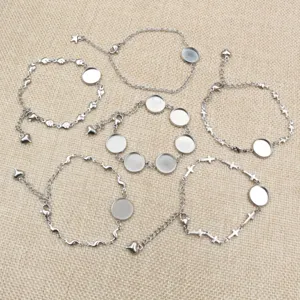 Stainless Steel Bracelet Base Tray DIY Jewelry Findings Adjustable Blank Bezel Tray For Time Gem Glass Cabochon