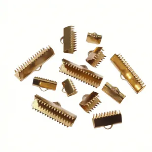Vacuum gold-plated stainless steel ribbon cord ends and clamps for DIY jewelry making main view