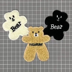 Lindo Parche de Tela de Bordado de Toalla de Oso de Peluche de Dibujos Animados Aplicación DIY para Decoración de Ropa