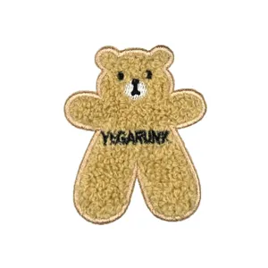 Lindo parche bordado de oso de peluche bordado de toalla decoración de ropa aplique