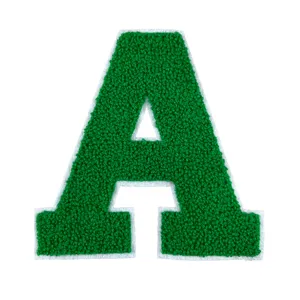 Grüner Chenille Buchstabe A Aufnäher gesticktes Abzeichen für Kleidung Accessoires