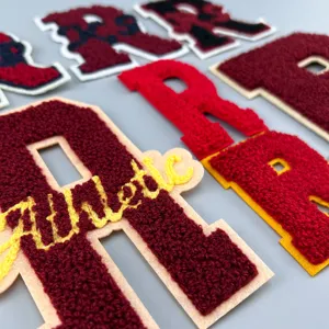 Großes Chenille Buchstaben Aufnäher DIY gesticktes Abzeichen Vintage College Alphabet