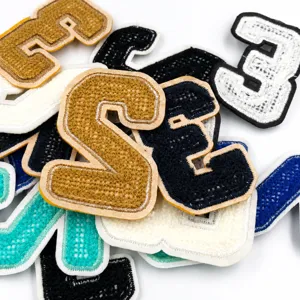 Groothandel nummer badstof geborduurde patch kleurrijke DIY kleding badge accessoire.