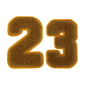 Chenille geborduurde patch nummer 23 opstrijkbaar badge voor kleding hoeden DIY decoratie