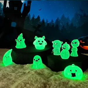 Halloween luminoso resina miniatura fantasma zucca ornamenti festa decorazione casa