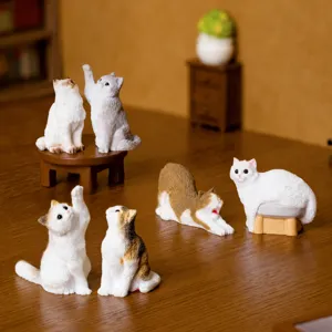 Simpatiche statuine di gatti in resina per paesaggi in miniatura e decorazione.