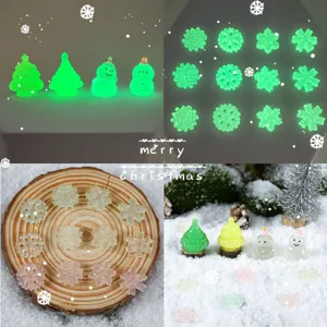 Figurina Miniatura in Resina di Natale Luminosa Pupazzo di Neve Albero Fiocco di Neve Decorazione DIY