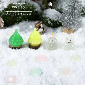 Natale miniatura resina set ornamento luminoso pupazzo di neve albero micro paesaggio fai da te