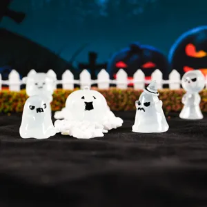 Set di statuine di fantasmi in resina luminosa di Halloween, carina decorazione per festa.
