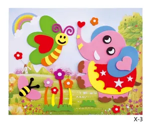 Detail van DIY EVA schuim sticker knutselset met olifant en vlinder voor kinderen.