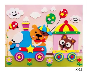 DIY EVA schuim ambachtelijke sticker detail met schattige trein dierenspel voor kinderen.