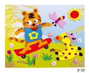 EVA schuim sticker DIY knutselset met schattige tijger en giraffe ontwerpen voor kinderen.