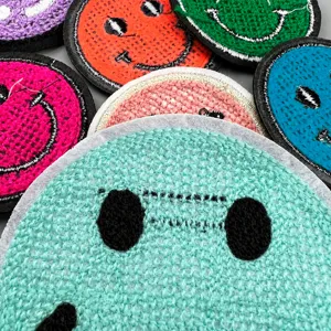 Colorful smiley face towel embroidery patch clothing accessories hat decoration detail