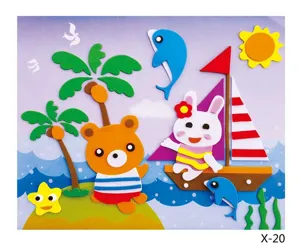 Gedetailleerd overzicht van de kleurrijke EVA schuim sticker knutselset met schattige zeedieren