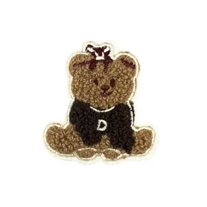 Cartoon bear embroidery patch cute animal cloth sticker for kids winter clothing DIY decor