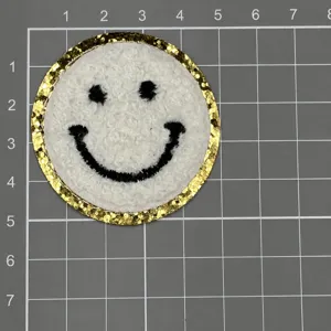 Frottee Stickerei Glitzer Smiley Aufnäher Kleidungszubehör Bügelbild Applikation