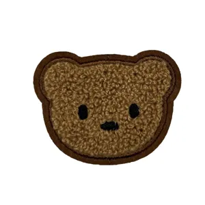 Süßer Bär Frottee Stickerei Aufnäher für Kleidung Accessoires, flauschiger Teddybär Patch.